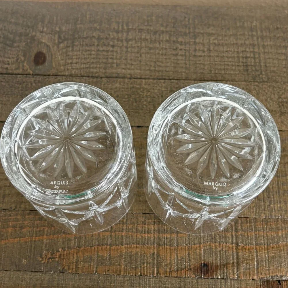 Waterford‎ Crystal Marquis Double Old Fashioned Glass Set of 2 Glasses Sparkle